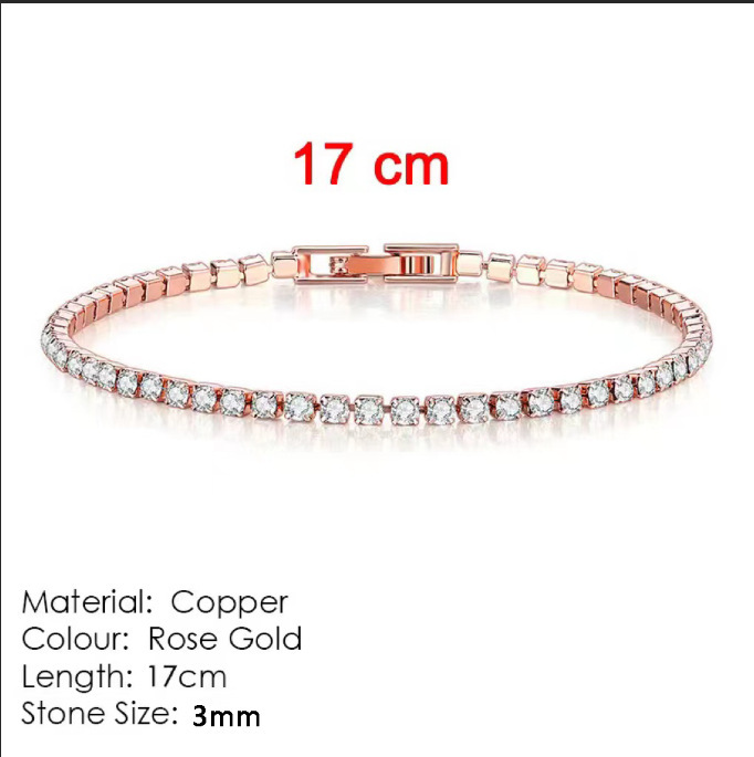 3mm 다이아몬드 팔찌(로즈 골드) 체인 길이 17cm