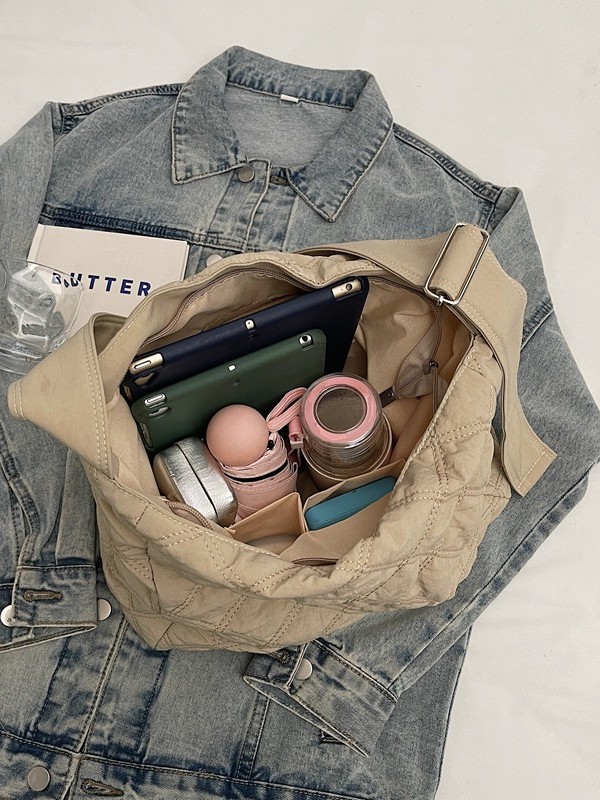 Bolso bandolera de algodón Lingge para niñas 2024 comercio exterior nuevo bolso de temperamento simple bolso de hombro de gran capacidad casual