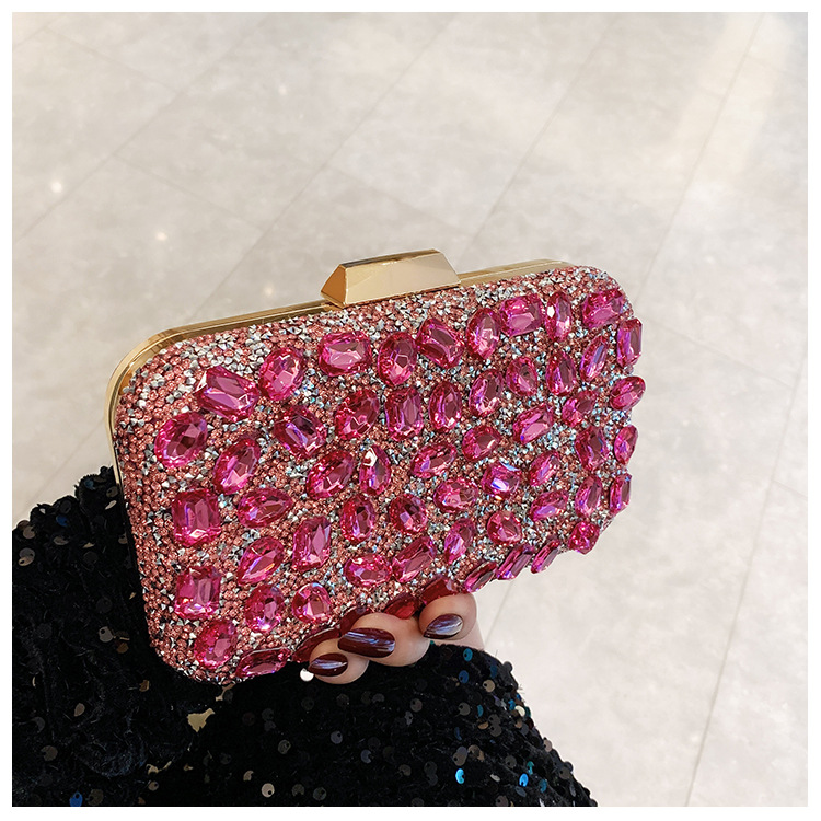New cross-border full-diamond shiny bags, diamond-encrusted clutch bags, dinner bags, wedding banquet bags, party bags, small square bags and women's bags undefined