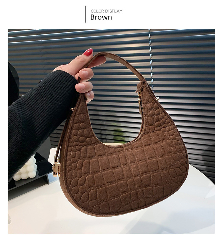 Jednobojna elegantna ženska torba 2022., moderna korejska zima, nova torba za ispod pazuha s uzorkom kamena, ležerna torba za rame_voghion.com