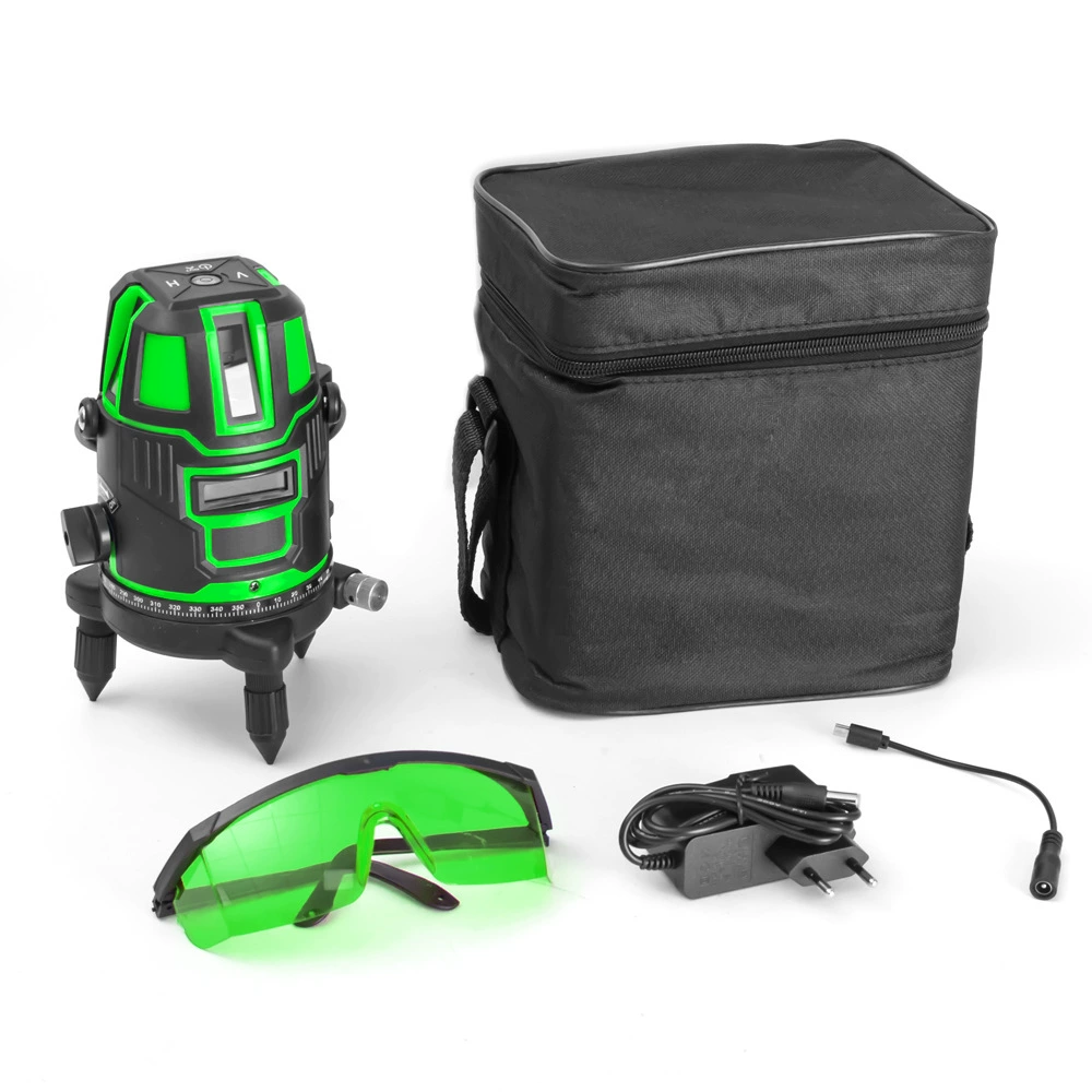 Laser Level (Hilda) 5-line Self-leveling, Red/Green/Yellow Laser, Separate Battery Option