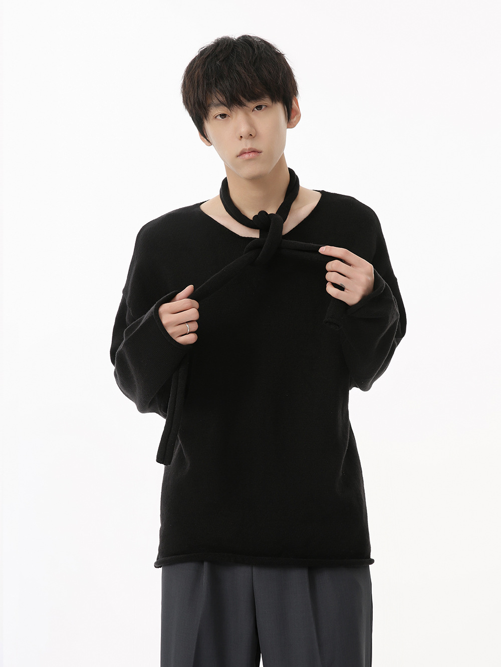 MTLCLOTHES Hombres| 2024 otoño nuevos productos Hanfeng perezoso de alto nivel abstinencia gran cuello suéter de color sólido