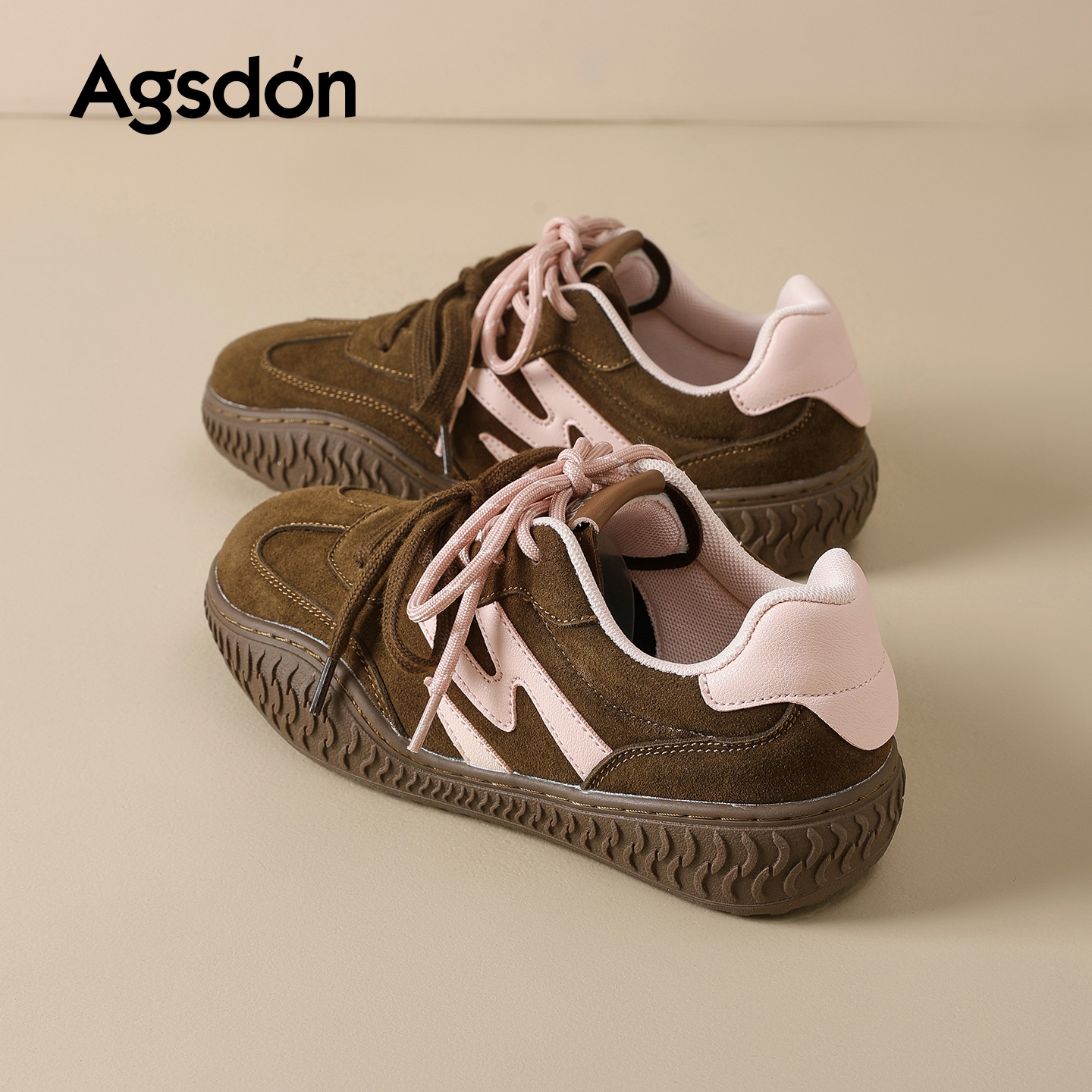 Augu Shiden retro zapatos de entrenamiento de mujeres 2026 primavera nuevo tipo de suela gruesa Gump zapatos casuales marrones suaves