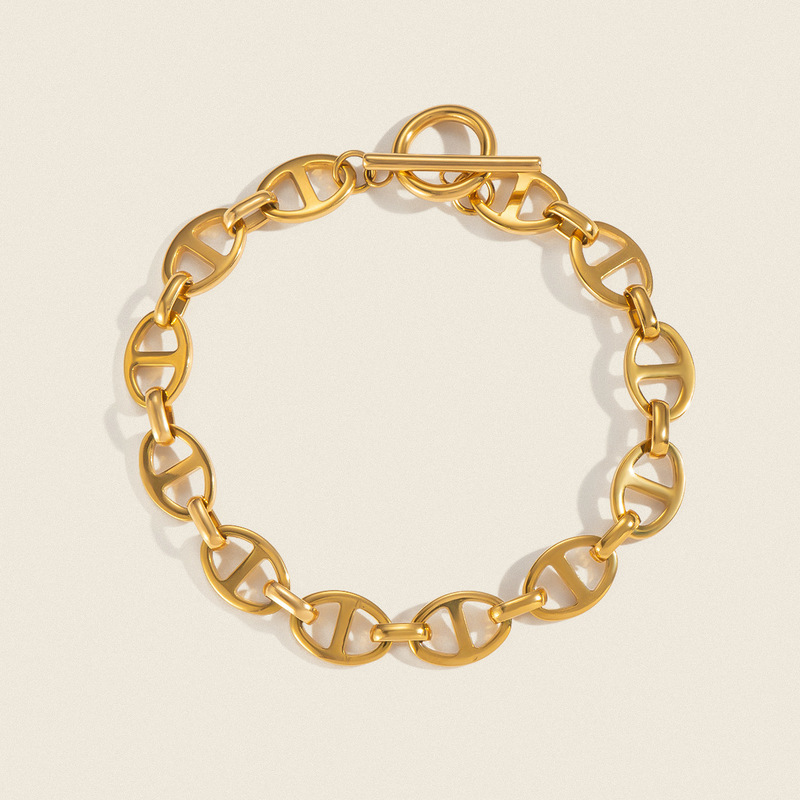 Xia Ling Personalized Design Pig Nose Chain Bracelet Stainless Steel Electroplated 18K Gold Versatile Simple Women's Bracelet Wholesale Xia Ling Personalized Design Pig Nose Chain Bracelet Stainless Steel Electroplated 18K Gold Versatile Simple Women's Bracelet Wholesale