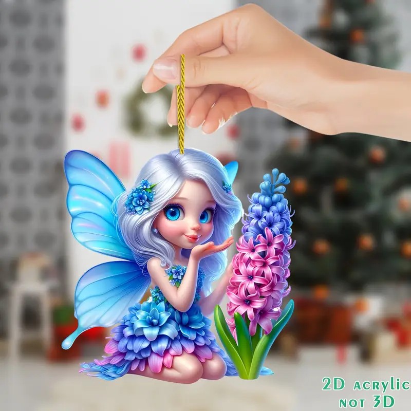 Nuevo acrílico transfronterizo flores de hadas colgante de vacaciones plano espejo interior decoración colgante mochila colgante image 2