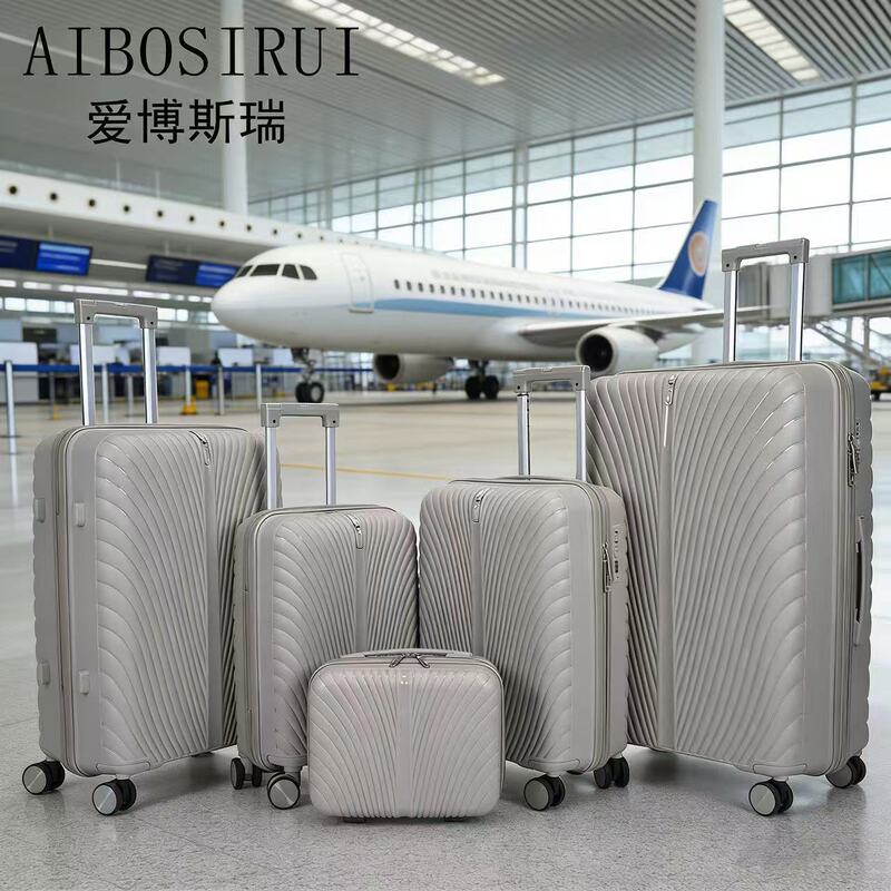 Processing and Customization of Trolley Luggage Factory Pp Suitcase Trolley Case Five-Piece Set Universal Wheel Silent Password Suitcase