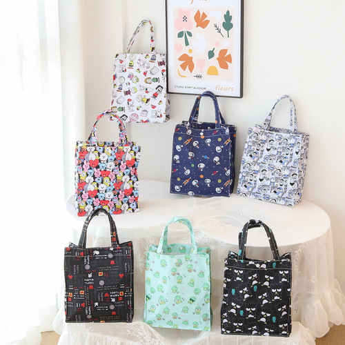 Cute Japanese waterproof cartoon portable lunch box bag lunch bag doll pattern outing hand bag water bottle bag
