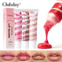 Clubday шланг перламутровый тонкий мигающий увлажняющий увлажняющий спиральный фруктовый аромат для губ 4 цвета долговечны и легко окрашены
