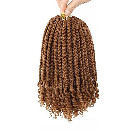 跨境非洲三股辫子尾卷化纤Box  Braids Curly Ends三股上编下缠管|undefined