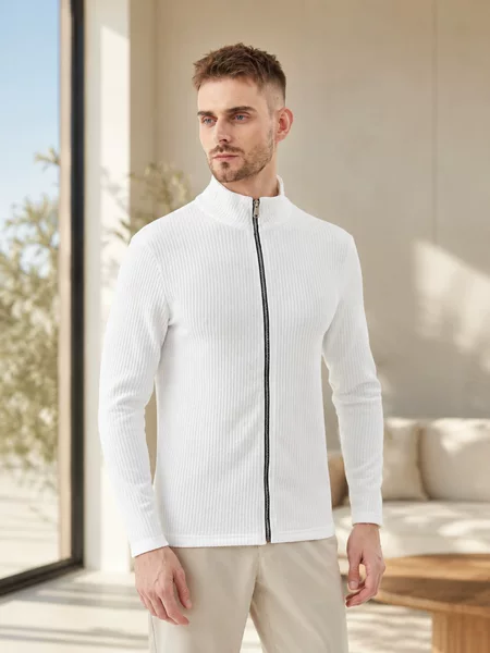 Cross-border long-sleeve zip-up jacket, spring and autumn textured thin breathable outdoor sports casual long-sleeve top wholesale