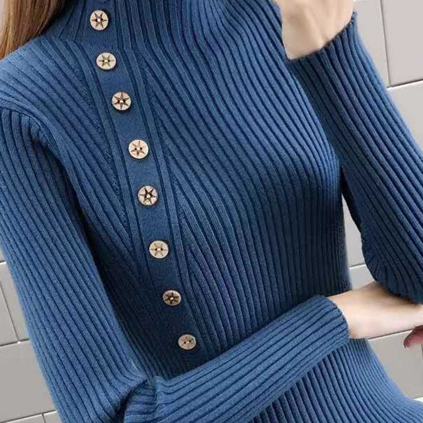 半高领针织衫毛衣女秋冬季2025新款小众设计感打底衫内搭加厚上衣