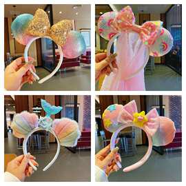 新款蝴蝶结米奇米妮发箍可爱高卤顶高级感发窟游乐园头饰清新甜美