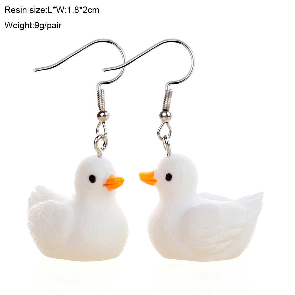 12g Weight Iron Ear Needle Material Drop Earrings, Earrings, Ear hook Classification 1 Pair Quantity Daily, Street Occasion Resin Material Halloween Festival Cartoon, Duck Pattern All Seasons Season Women's Gender Cute Style 1 Pair Cute Cartoon Duck Resin Women's Drop Earrings Earrings Ear Hook 12