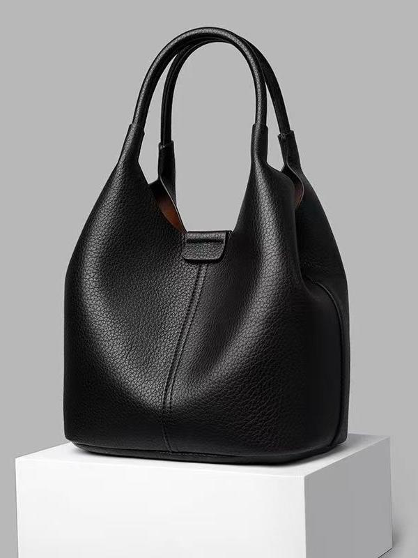 Bolso de cubo de mano casual de color sólido de comercio exterior 2025 nuevo bolso de hombro simple de todo fósforo bolso de mensajero de cuero suave de alta calidad