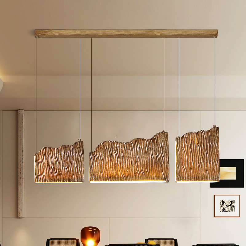 新款一字吊灯新中式茶室餐厅吧台书桌吊灯日式侘寂风民宿书房灯具