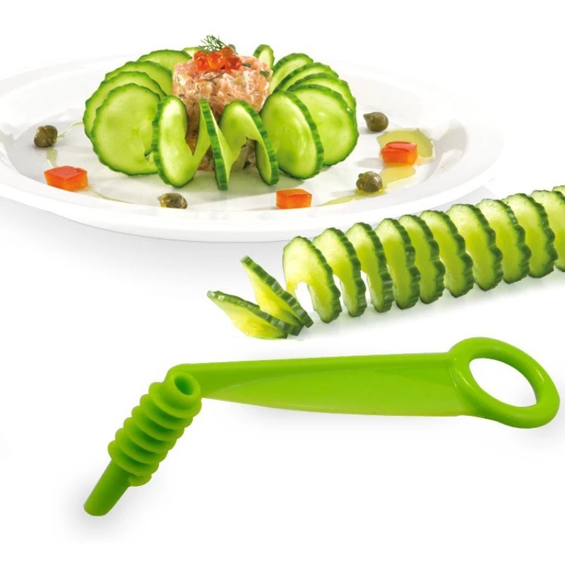 国境を越えた創造的なスライスナイフ青瓜スパイラルスライス器果物野菜回転スライス手揺切キュウリジャガイモ回転機|undefined