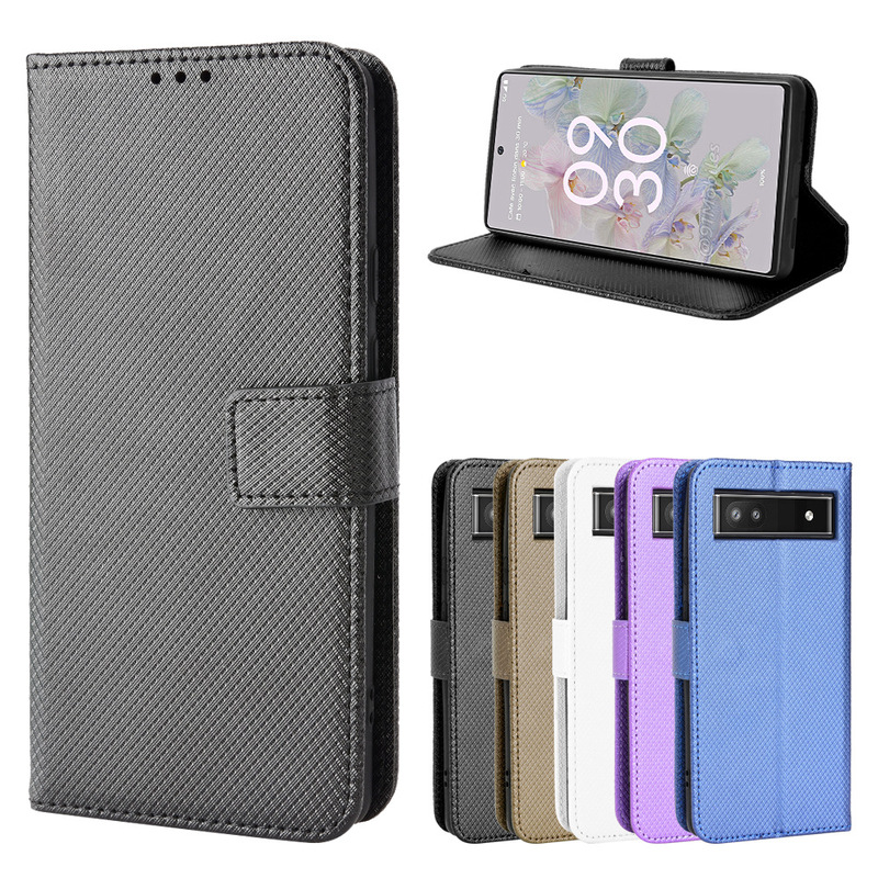 Suitable for Google Pixel 9/10A Phone Case, Google Pixel 6A Leather Case Flip Cover, 8Pro Diamond Pattern, 7A