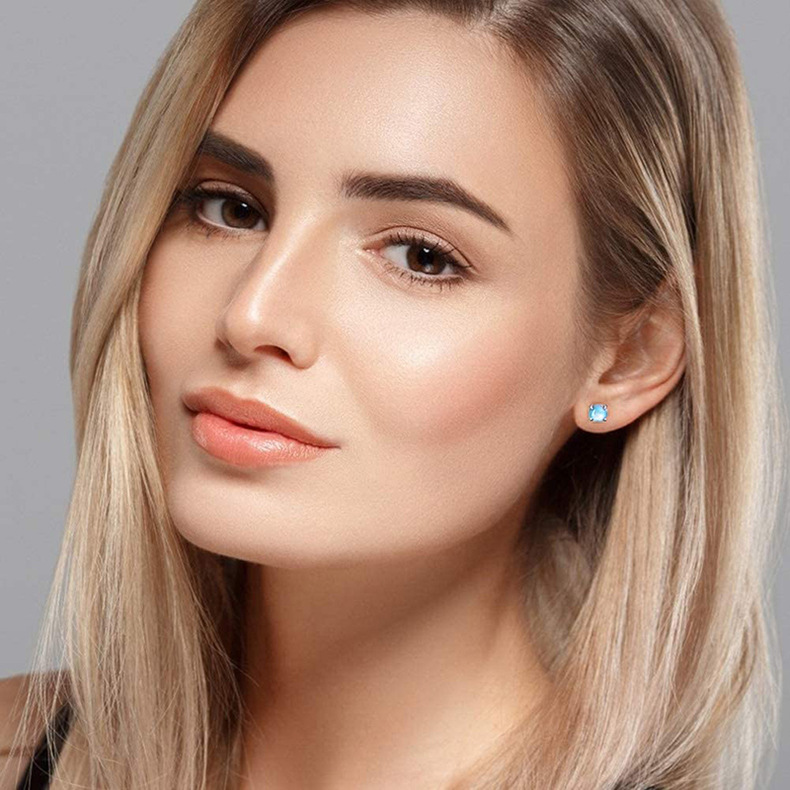 5g Weight Moonstone Inlay Material Ear Studs Classification 1 Pair Quantity Daily Occasion 1 Pair 925 Sterling Silver Moonstone Round Ear Studs