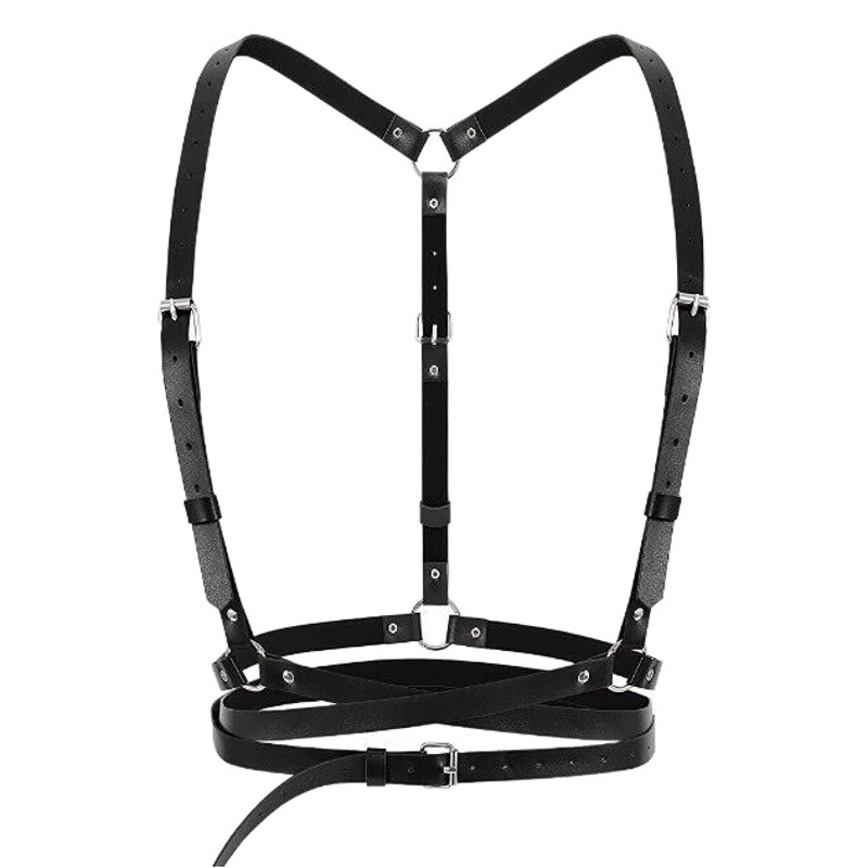Cinturón Corsé Estilo Punk con Tirantes de Cuero Sintético Ajustable para Moda