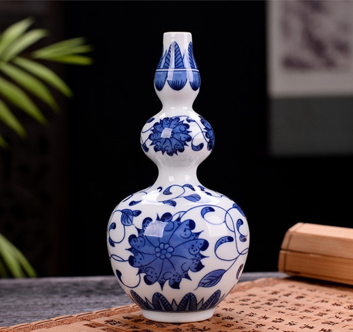 Vaso de escritorio de cerámica de porcelana pequeña boca mini hidroponía de flores retrógradas botellas de flores de porcelana