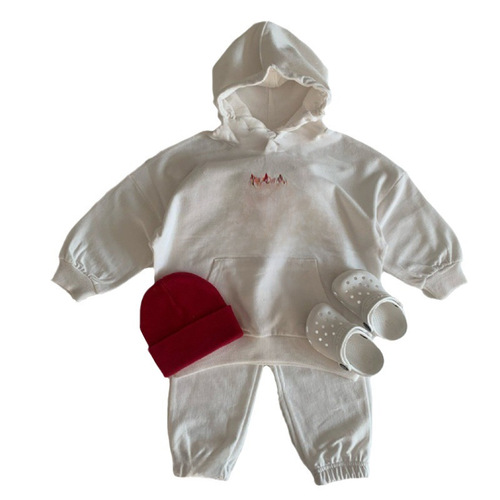 Children's Autumn  New Set for Boys and Girls Digital Print Hooded Sweatshirt and Bootleg Pants Casual Two-Piece Set