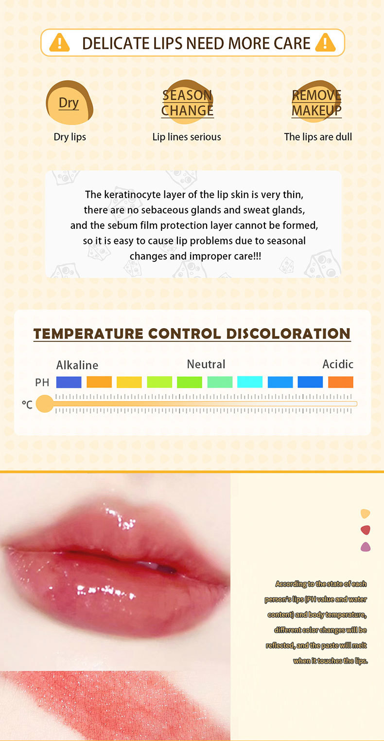 MAGIC CASA thermochromic cheese cheese-shaped lipstick is a transparent lipstick that does not fade easily Application Scenario