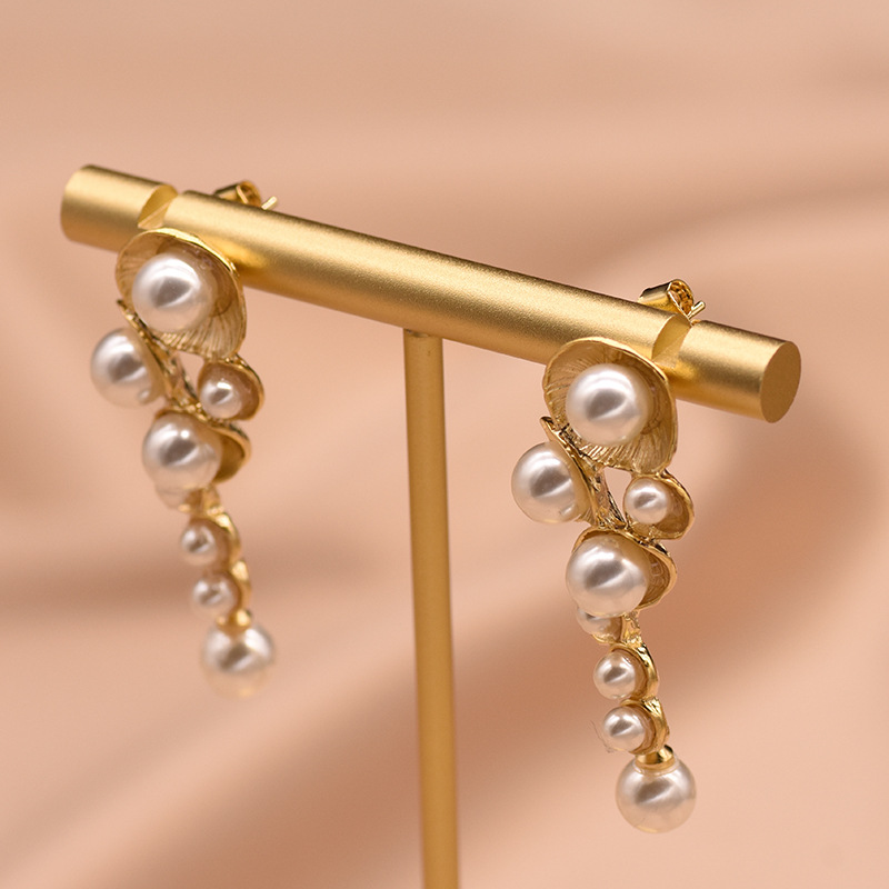 Pendientes de perlas, pendientes de perlas de alto nivel, pendientes de perlas coreanos retro largos, joyas de perlas verdaderas al por mayor, naturales