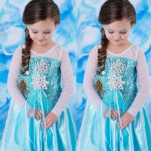 ��ѩ�澉Ůͯ�B��ȹfrozen��ɫ���L�ϼ��{ɫ�W��ͯȹ�����L