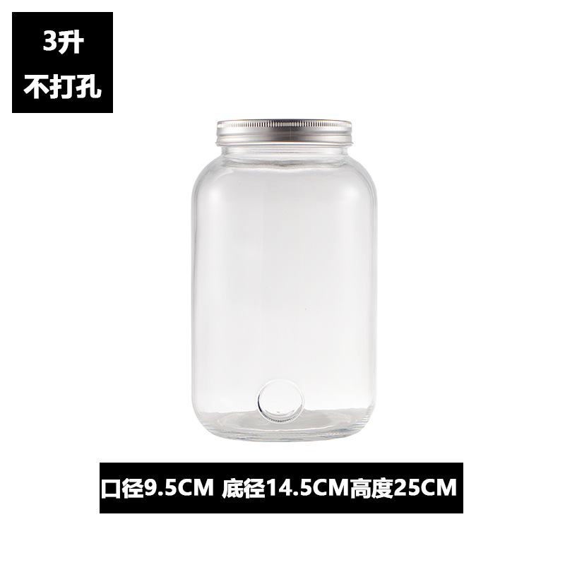 Frasco de vidrio con grifo Cola cubo fruta té jugo cóctel tarro vino barril enzima hervidor frío gran capacidad hogar