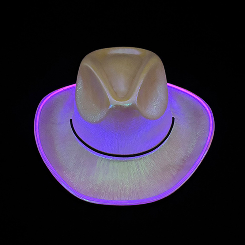 De Halloween nacarado sombrero FIESTA DE Carnaval LED inalámbrico fluorescente colorido Denim luminoso sombrero láser colorido sombrero de vaquero