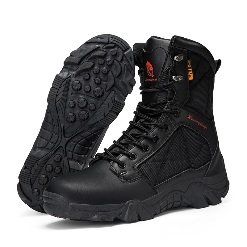 Botas tácticas de acero de alto perfil, botas militares para hombres, zapatos de seguridad al aire libre impermeables y resistentes a la nieve.
