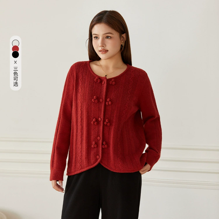 Xianlixiu женский свитер больших размеров стерео шариковый свитер, уменьшающий возраст, кардиган для похудения, верхняя одежда, толстый мм, весна 2024, новый стиль