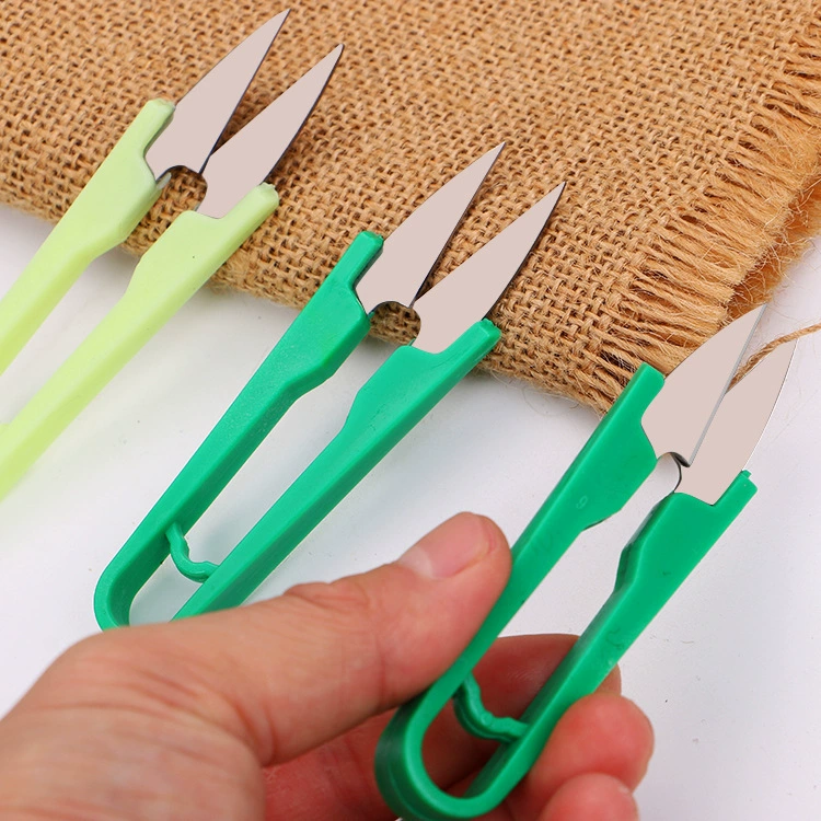 U-образные пластиковые пружинные ножницы для пряжи, ножницы для вышивки крестом, ножницы для лески, швейные ножницы, бытовые красочные маленькие ножницы в упаковке