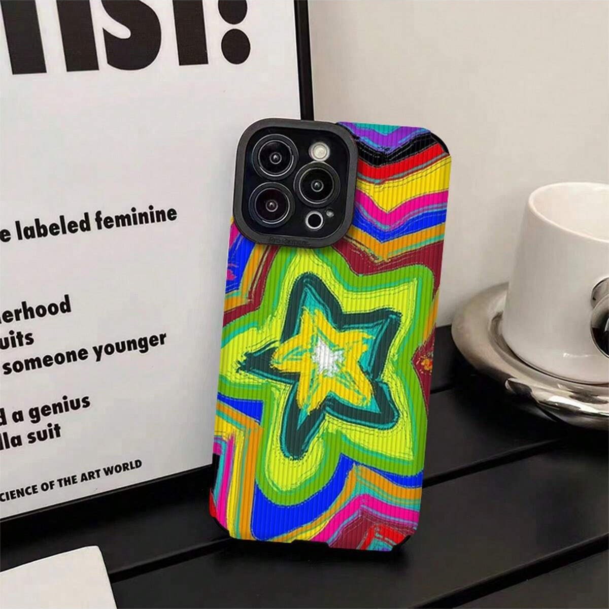 Colorful Star Phone Case For Iphone 15 14 13 Pro Max With Stripes_voghion.com
