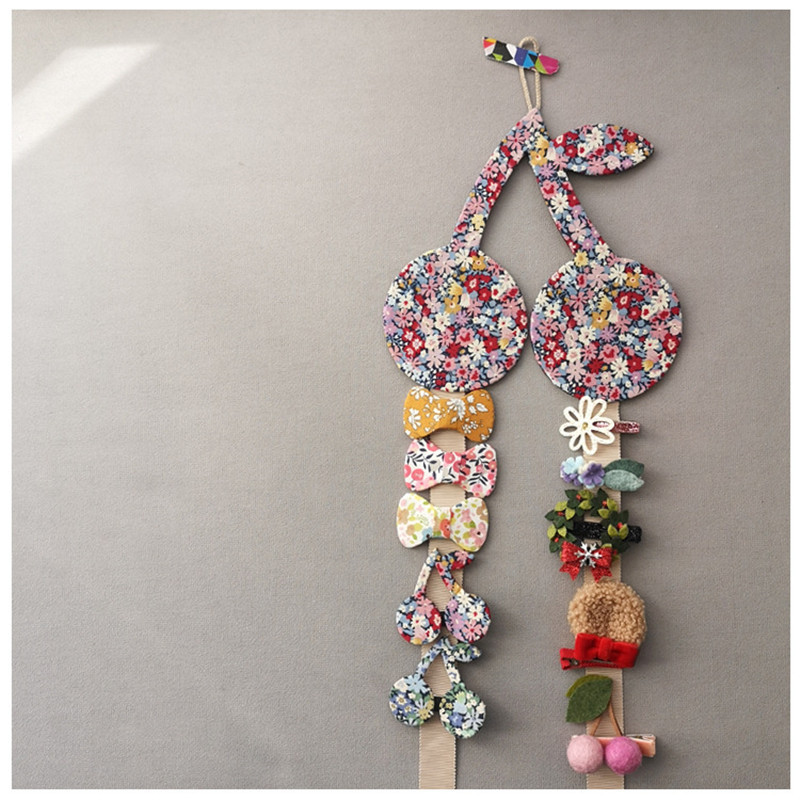 Korean-style Ins floral cherry child hair clip storage with baby hairpin organizer band hair accessory sorting cord