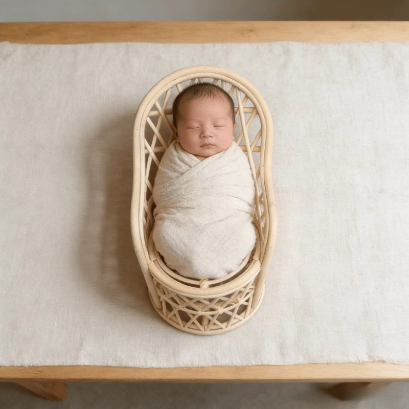 越南产藤条藤椅新生儿生长记录道具摄影工作室婴儿写真照布景家具