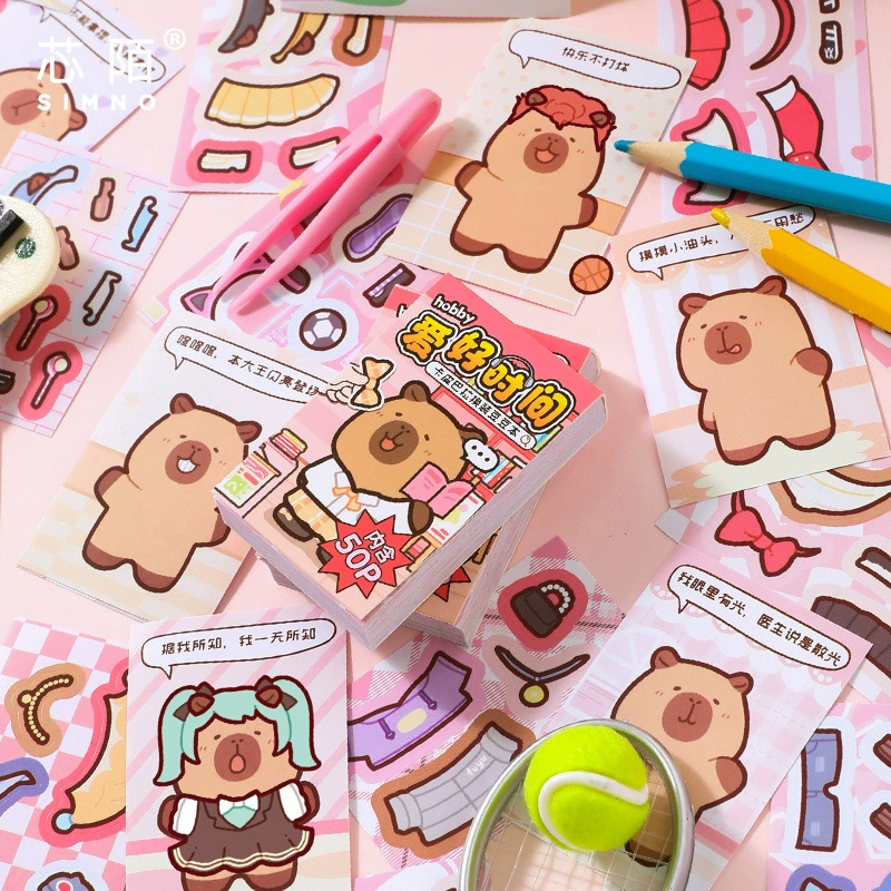 芯陌 Kapibala dress up bean doodle — мультяшные милые наклейки «Студент», креативная запечатывающая наклейка, материал для рукоделия, декоративная наклейка
