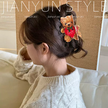 2025秋冬新款可爱小熊松鼠抓夹卡通天鹅孔雀发夹鲨鱼夹盘发发饰女