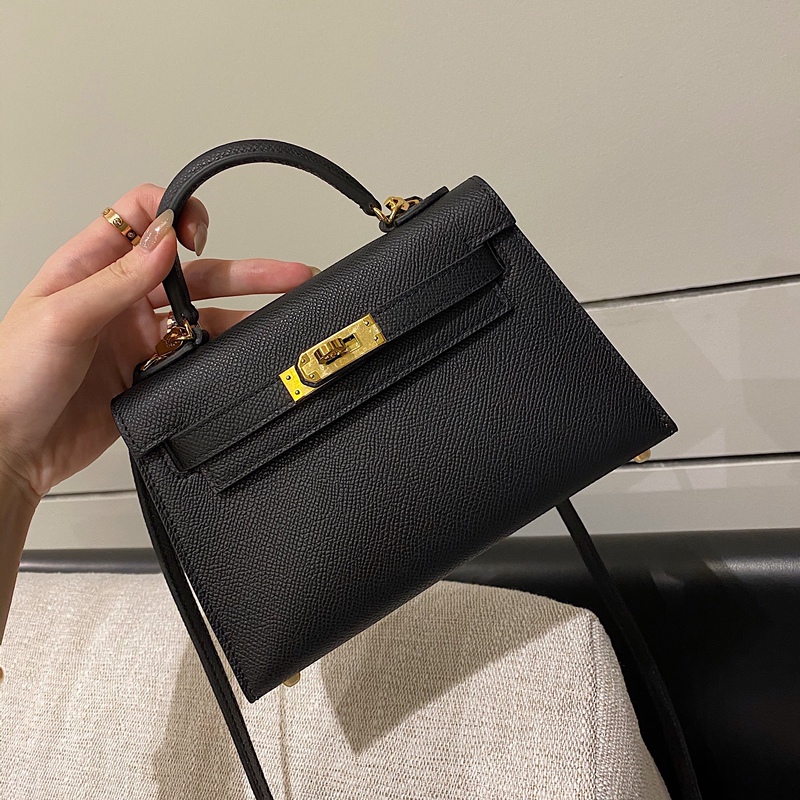 Bag 2025 New Second Generation Mini Kelly Bag Spring and Summer High-end Genuine Leather Women's Bag Shoulder Crossbody Handbag
