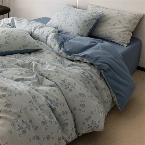Japanese-style cotton Class A high-end light-washed cotton 60-count jacquard four-piece set double-layer yarn three-layer gauze pure cotton