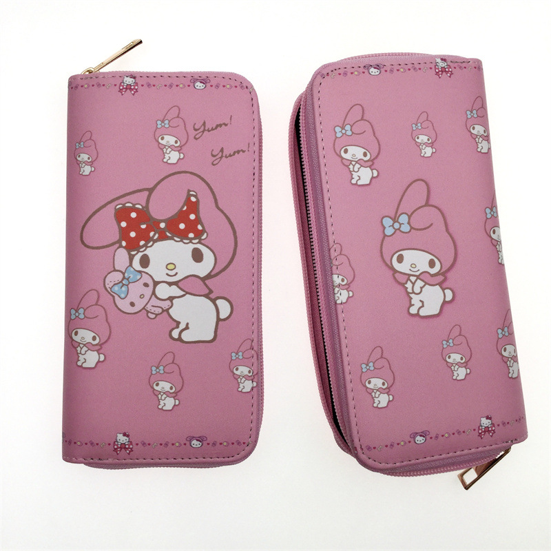 Cartera de dibujos animados lindo princesa KT gato cremallera gran capacidad estudiante chica monedero embrague titular la tarjeta