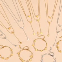 欧美新款不锈钢双层星星吊坠饰品 跨境钛钢不掉色18k镀金首饰套装