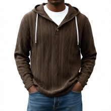 2023跨境欧美新款指南针印花男装男士带帽半开襟4扣长袖衬衫