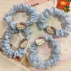 ミルクの叫びの青い格子kt猫のシュシュの甘い少女ins風の小腸の輪は頭の馬尾を刺します。