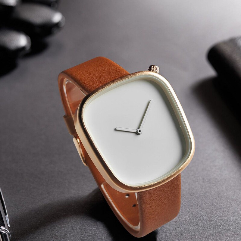 [Small Wholesale] Pebble Watch Quartz Fashion Men's and Women's Belt Watch Simple Square Watch