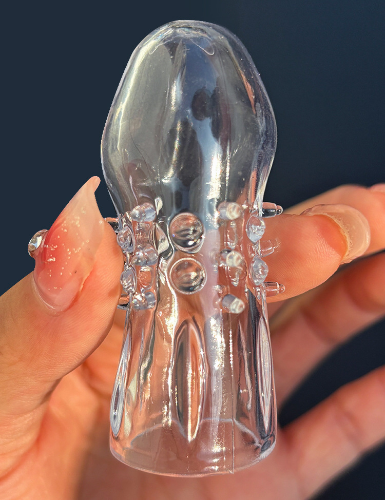 Pleasure Point Glans Sleeve Transparent TPE Wolf Tooth Lock Sperm Ring — detail image 18