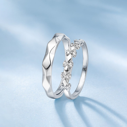 S925 sterling silver crowning love couple ring pair of light luxury niche design open ring for men and women wholesale