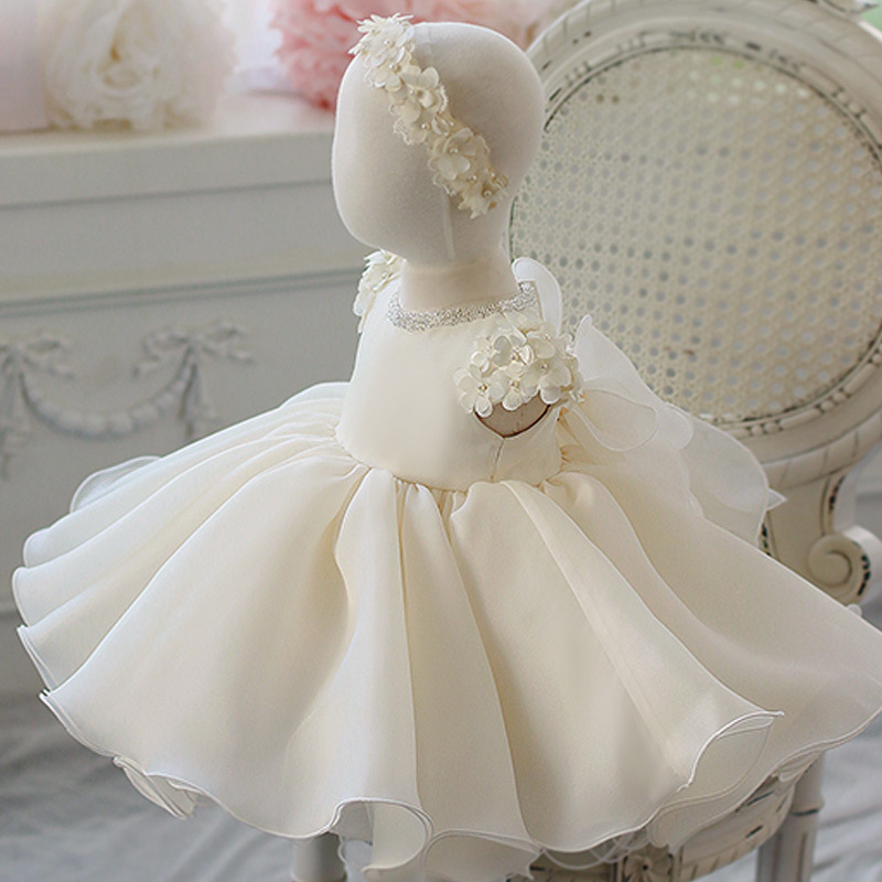 Mutter & Kind Prinzessinnenkleid für kleine Mädchen, Kinderfestkleidung, weißes Hochzeitskleid, Blumenmädchenkleid, Outfit für den ersten Geburtstag eines Babys_voghion.com