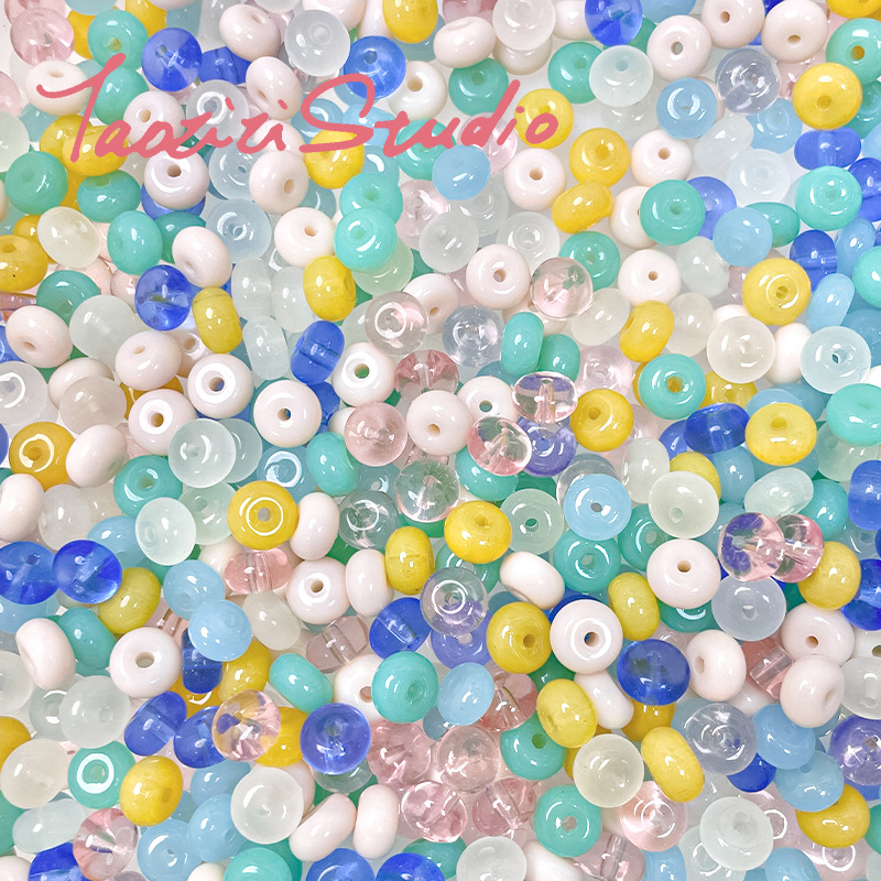 [Memory fragment] Japanese style fat Huhu glass abacus beads spacer beads diy handmade beaded necklace bracelet material