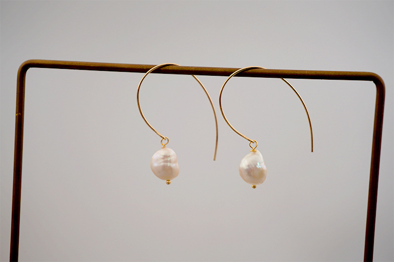 Fashion Irregular Pearl Titanium Steel Copper Drop Earrings 1 Pair